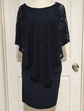 Enfocus Studio Navy Lace Midi Dress